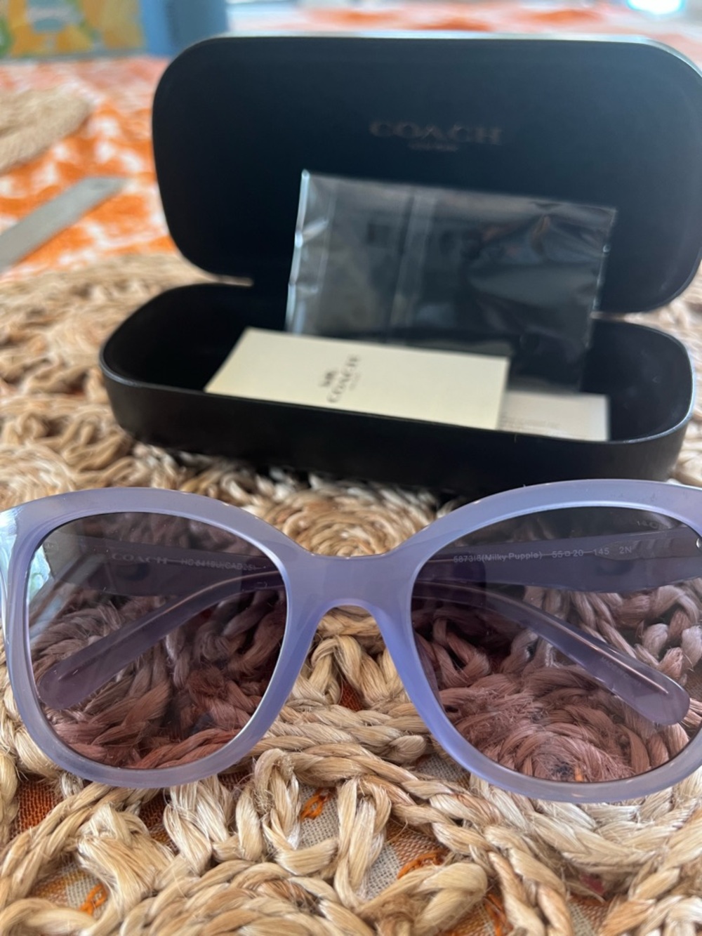 COACH Lavender Frame Sunglasses with Dark Lenses - Picture 3 of 6